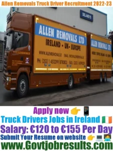 Allen Removals Truck Driver Recruitment 2022-23