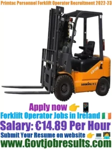 Primtac Personnel Forklift Operator Recruitment 2022-23