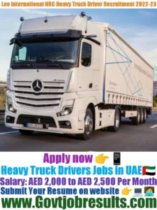 Leo International HRC Heavy Truck Driver Recruitment 2022-23