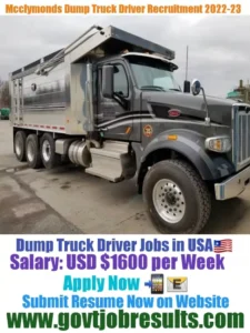 McClymonds Supply Dump Truck Driver Recruitment 2022-23