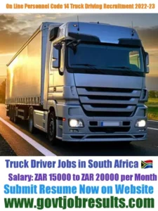 On line Personnel CODE 14 Truck Driving Trainer Recruitment 2022-23