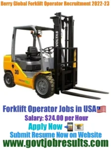 Berry Global Forklift Operator Recruitment 2022-23