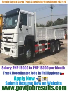 Royale Custom Cargo Truck Coordinator Recruitment 2022-23
