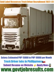 Gold Label Resources HGV Truck Driver Recruitment 2022-23