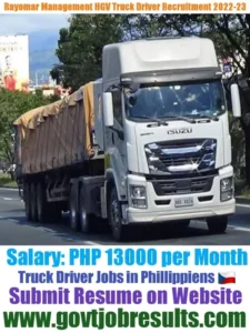 Rayomar Management HGV Truck Driver Recruitment 2022-23