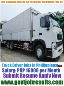Gaic manpower Services INC HGV Truck Driver Recruitment 2022-23