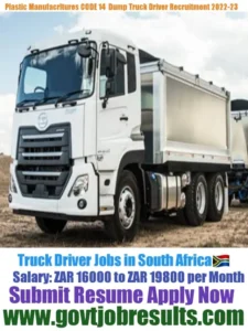 Plastic Manufactures CODE 14 Truck Driver Recruitment 2022-23