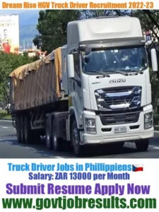 Dream Rise HGV Truck Driver Recruitment 2022-23