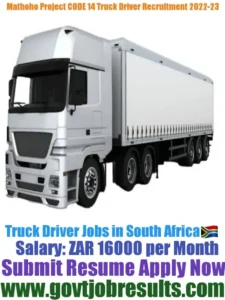Mathoho Electrical CODE 14 Truck Driver Recruitment 2022-23