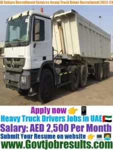 Al Sahraa Recruitment Services Heavy Truck Driver Recruitment 2022-23