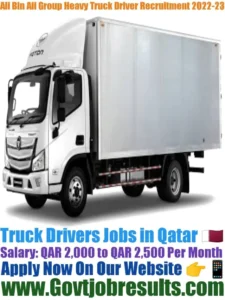 Ali Bin Ali Group Heavy Truck Driver Recruitment 2022-23