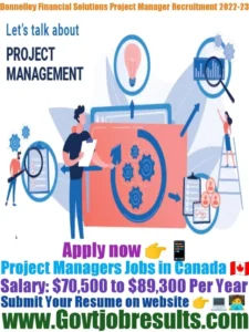 Donnelley Financial Solutions  Project Manager Recruitment 2022-23