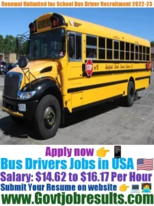 Renewal Unlimited Inc Bus Driver Recruitment 2022-23