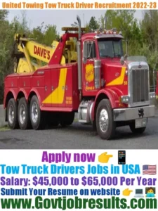 United Towing Tow Truck Driver Recruitment 2022-23