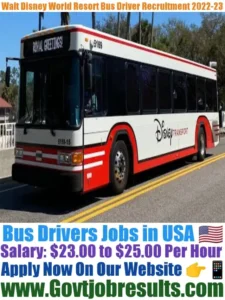 Walt Disney World Resort Bus Driver Recruitment 2022-23