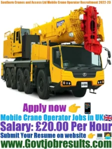 Southern Cranes and Access Ltd Mobile Crane Operator Recruitment 2022-23