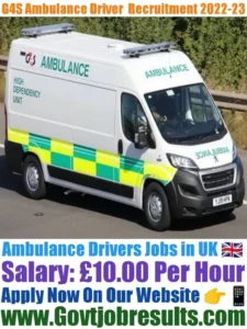 G4S Ambulance Driver Recruitment 2022-23