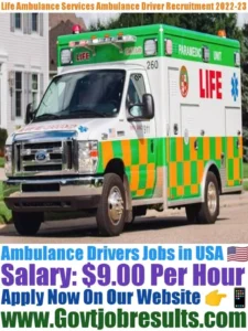 Life Ambulance Services Ambulance Driver Recruitment 2022-23