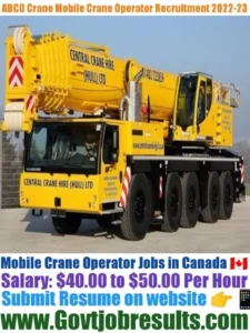 ABCO Crane Mobile Crane Operator Recruitment 2022-23