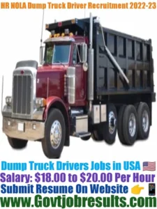 HR NOLA Dump Truck Driver Recruitment 2022-23