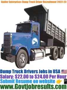Guider Enterprises Dump Truck Driver Recruitment 2022-23
