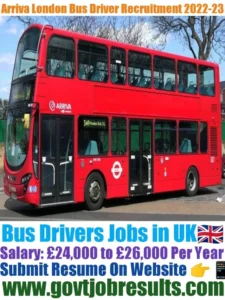 Arriva London Bus Driver Recruitment 2022-23