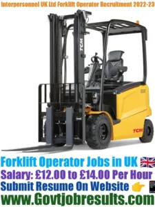Interpersonnel UK Ltd Forklift Operator Recruitment 2022-23