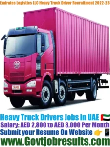 Emirates Logistics LLC Heavy Truck Driver  Recruitment 2022-23