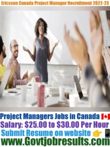 Ericsson Canada Project Manager Recruitment 2022-23