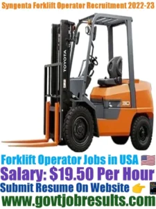 Syngenta Forklift Operator Recruitment 2022-23