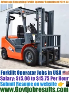 Advantage Resourcing Forklift Operator Recruitment 2022-23