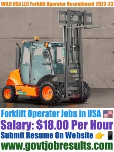 WILO USA LLC Forklift Operator Recruitment 2022-23