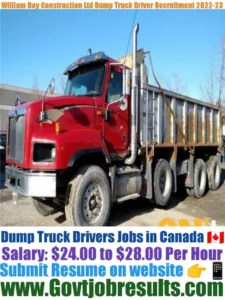 William Day Construction Ltd Dump Truck Driver Recruitment 2022-23