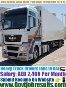 Juma Al Majid Group Heavy Truck Driver Recruitment 2022-23
