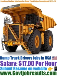 Carolinas Staffing Solutions Inc Dump Truck Driver Recruitment 2022-23