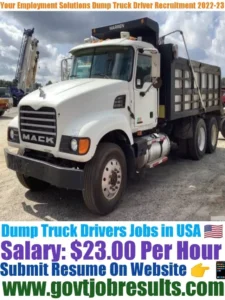 Your Employment Solutions Dump Truck Driver Recruitment 2022-23