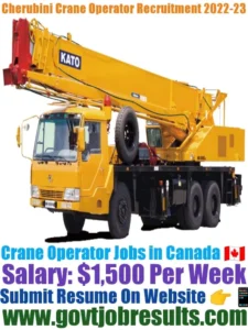 Cherubini Crane Operator Recruitment 2022-23