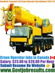 Goodrich Transport Ltd Crane Operator Recruitment 2022-23