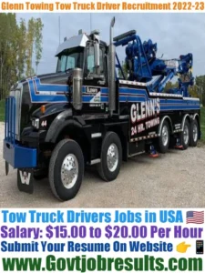 Glenn Towing Tow Truck Driver Recruitment 2022-23