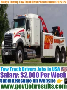 Rickys Towing Tow Truck Driver Recruitment 2022-23