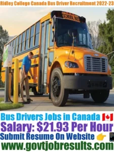 Ridley College Canada Bus Driver Recruitment 2022-23