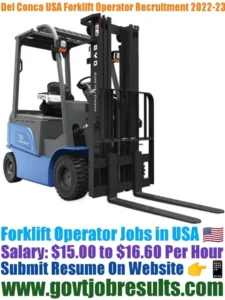 Del Conca USA Forklift Operator Recruitment 2022-23