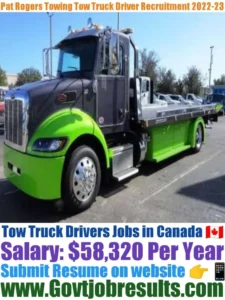 Pat Rogers Towing Tow Truck Driver Recruitment 2022-23