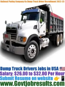 National Paving Company Co Dump Truck Driver Recruitment 2022-23