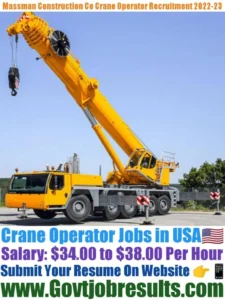 Massman Construction Co Crane Operator Recruitment 2022-23