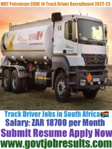 MBT Petroleum CODE 14 Truck Driver Recruitment 2022-23