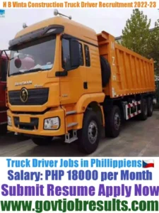 N B Vinta Construction HGV Truck Driver Recruitment 2022-23