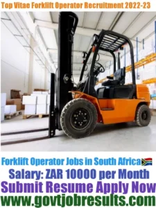 Top Vitae Forklift Operator Recruitment 2022-23