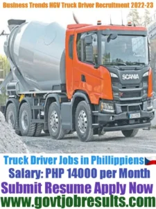 Business Trends HGV Truck Driver Recruitment 2022-23