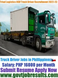 TRIAD Logistics HGV Truck Driver Recruitment 2022-23